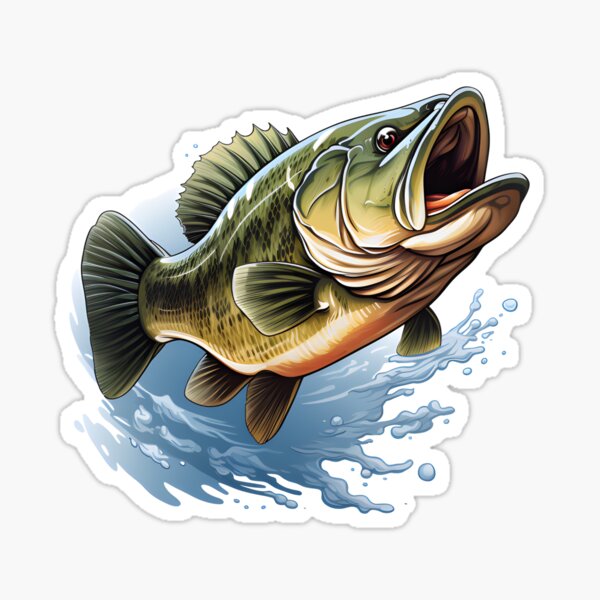 Bass Fish Jumping Water Fishing 1/2 (0.5) Scrapbooking Crafting Stickers  