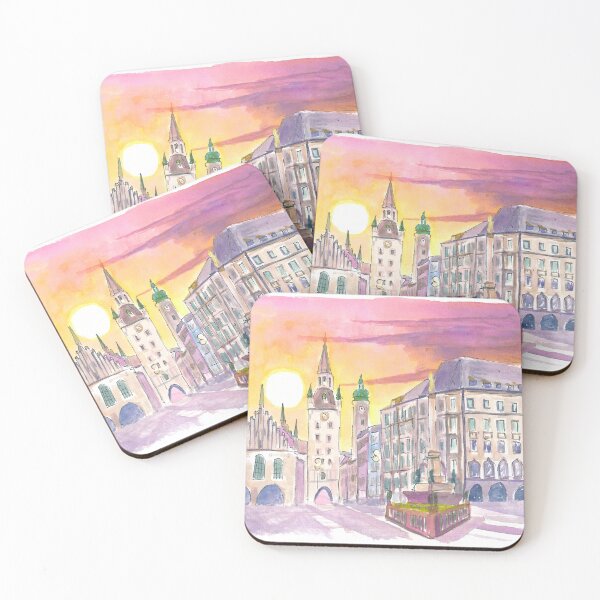 Item preview, Munich Marienplatz Old Town Hall in the Morning designed and sold by artshop77.