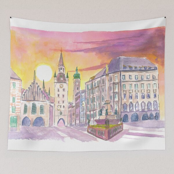 Item preview, Munich Marienplatz Old Town Hall in the Morning designed and sold by artshop77.