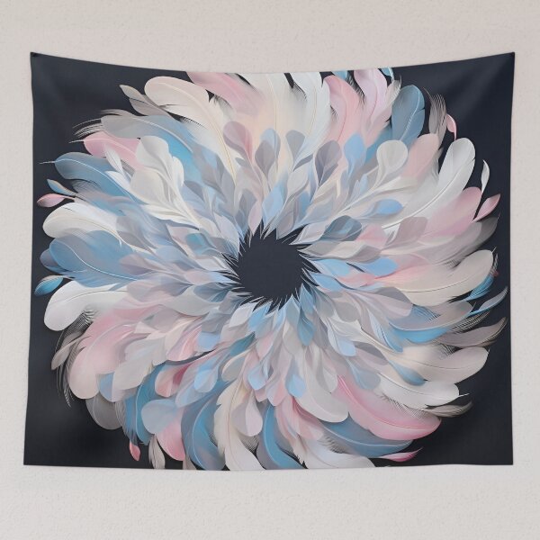 Item preview, 3 dimensional colorful feather plume art print designed and sold by dcrc.