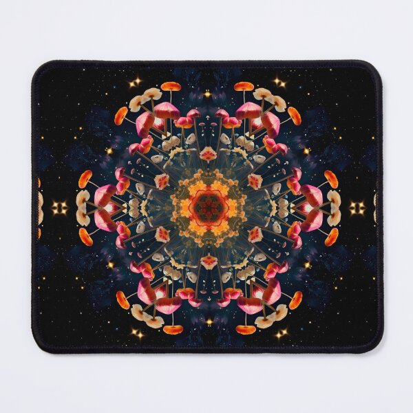 Item preview, Dark Pink Mushrooms in Space Kaleidoscope designed and sold by wood burn corner.
