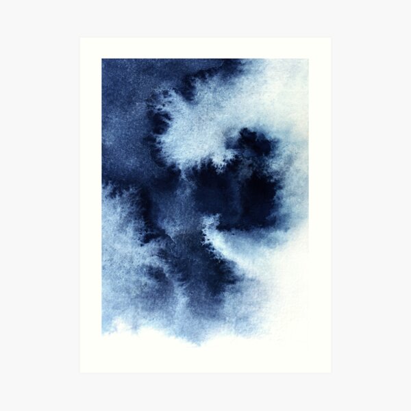 Indigo Nebula, Blue Abstract Painting Art Print