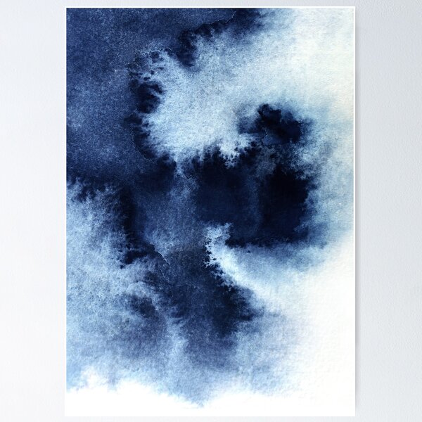 Indigo Nebula, Blue Abstract Painting Poster