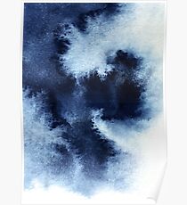 Indigo Nebula, Blue Abstract Painting Poster