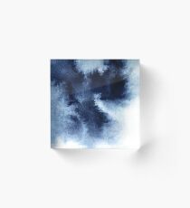 Indigo-Nebel, blaue abstrakte Malerei Acrylblock