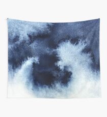 Indigo-Nebel, blaue abstrakte Malerei Wandbehang