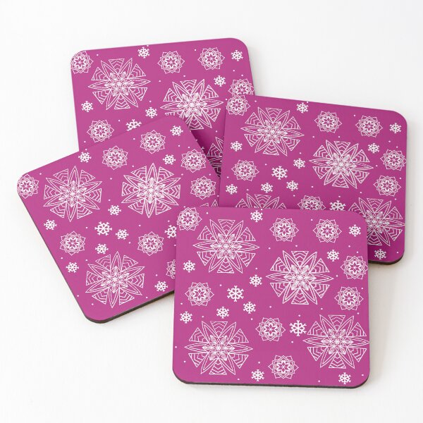 Artikelvorschau, Schneeflocken-Mandalas in Wintermagenta entworfen und verkauft von Aureusglow.