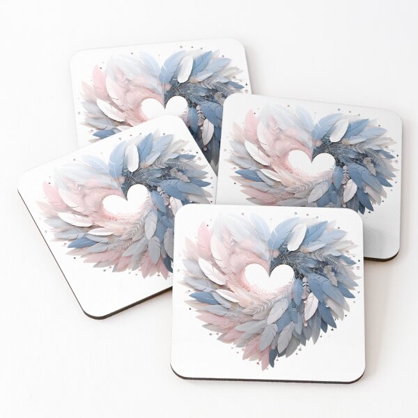 Item preview, 3 dimensional colorful feather plume in the shape of a heart art print designed and sold by dcrc.