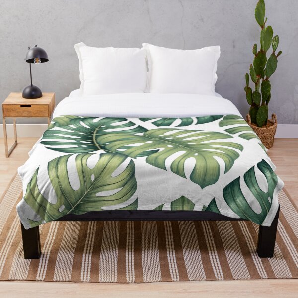Item preview, Monstera botanical leaves illustration pattern on white designed and sold by MartaOlgaKlara.