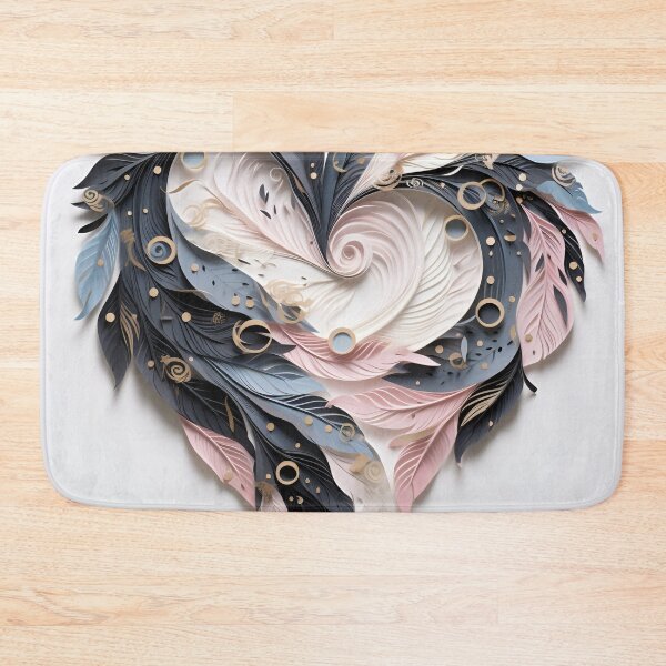 Item preview, 3 dimensional colorful feather heart shaped plume art print designed and sold by dcrc.