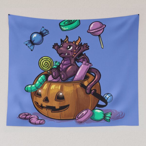 Item preview, Halloween Dragon with his candy hoard designed and sold by YazminCityArts.