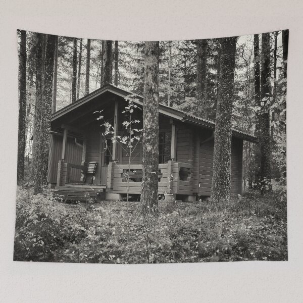 Item preview, The little summerhouse behind the pines bw designed and sold by Jouko Lehto Photography.
