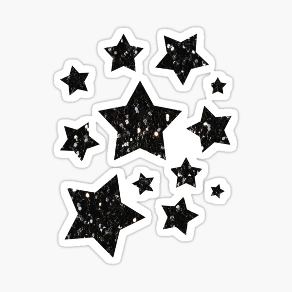 Silver faux glitter sparkles Stars pattern on black (Photo of Glitter -  Not Reflective)  Sticker for Sale by PLdesign