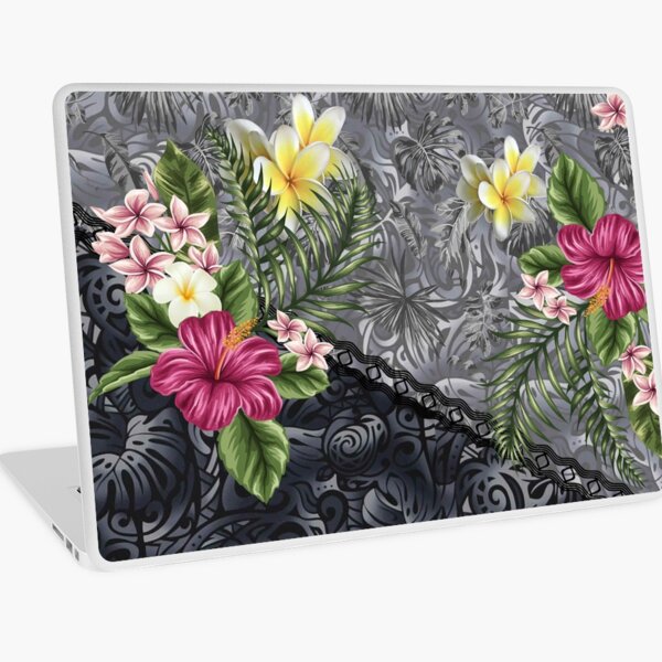 Aperçu de l'œuvre Arrangement floral hawaïen sur tapa ton sur ton créée et vendue par J Marielle Designs.