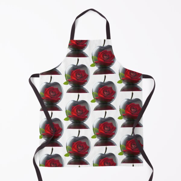Item preview, Red Rose in Crystal Glass Apple - transparent background  designed and sold by Lisa Pearlman.