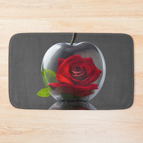 Item preview, Red Rose in Crystal Glass Apple - transparent background  designed and sold by Lisa Pearlman.