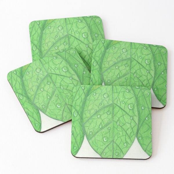Item preview, Green leaves with water drops designed and sold by Artbysarah23.