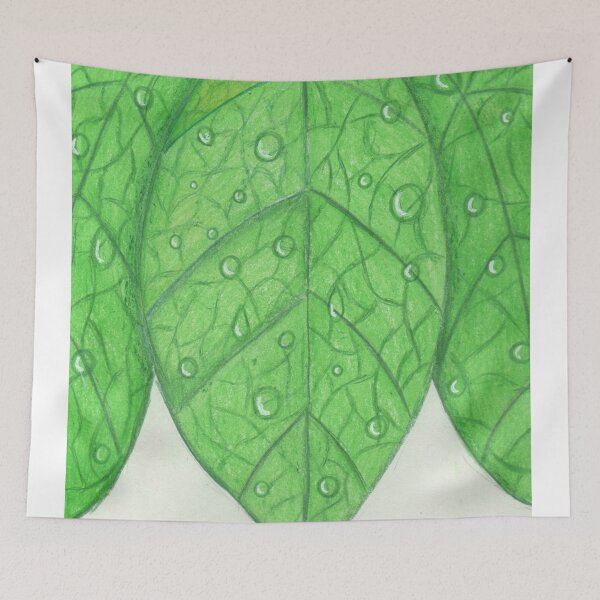 Item preview, Green leaves with water drops designed and sold by Artbysarah23.