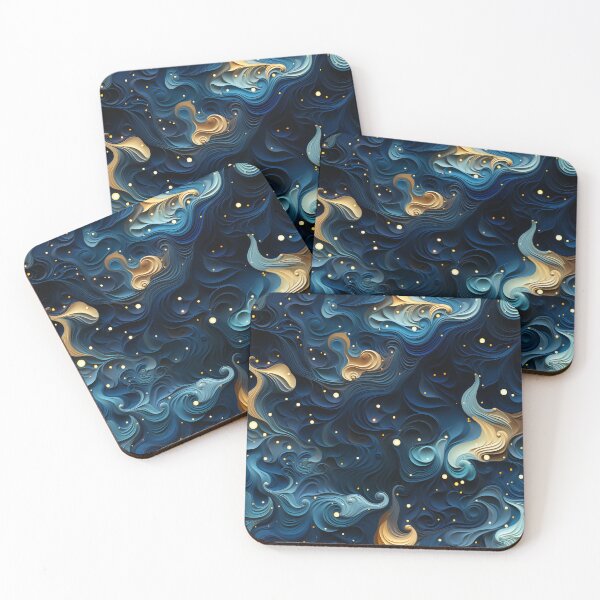 Item preview, Surrealistic Evening Waves: Blue & Gold designed and sold by YYWDesigns.