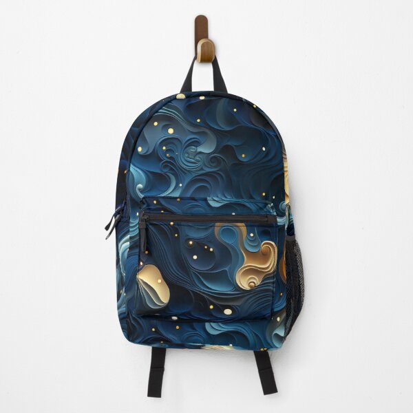 Item preview, Surrealistic Evening Waves: Blue & Gold designed and sold by YYWDesigns.