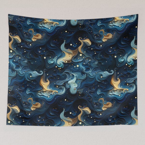 Item preview, Surrealistic Evening Waves: Blue & Gold designed and sold by YYWDesigns.