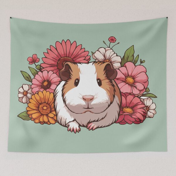 Item preview, Cute Guinea Pig Surrounded By Flowers designed and sold by Basic Beach.
