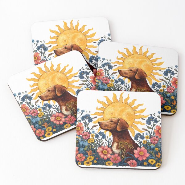 Item preview, dog in flower garden designed and sold by ArisaHong.