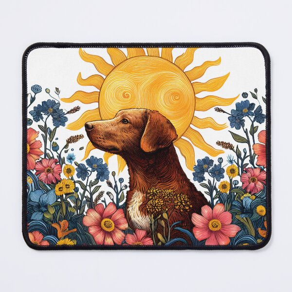 Item preview, dog in flower garden designed and sold by ArisaHong.