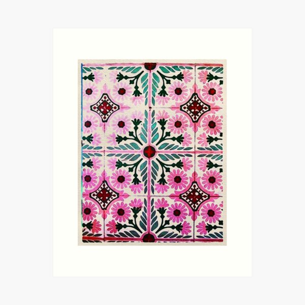 Item preview, Pink Morroccan Tiles in Watercolor designed and sold by taika tori.
