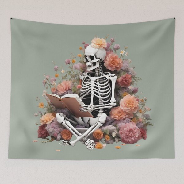Item preview, Floral Skeleton Reading  designed and sold by Pundamentally.