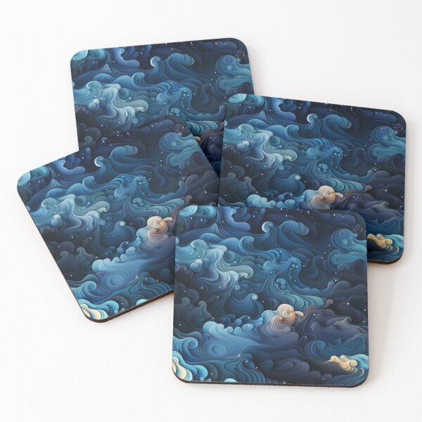 Item preview, Pulsing Waves: Whimsical Night Sky Seascape designed and sold by YYWDesigns.