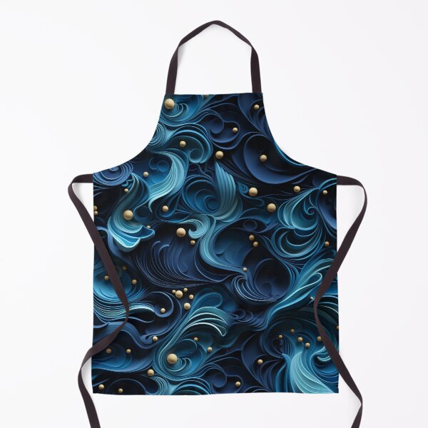 Item preview, Dark Whimsical Blue & Gold 3D Waves designed and sold by YYWDesigns.