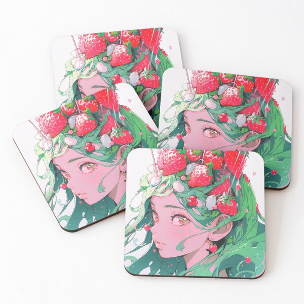Item preview, Beautiful Mint Green and Strawberry Red Anime Girl designed and sold by bubblegoth.