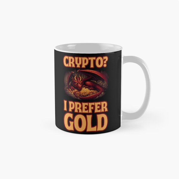 Artikelvorschau, Krypto? Ich bevorzuge Gold – Drache hortet Gold – Fantasie entworfen und verkauft von Fenay Designs.