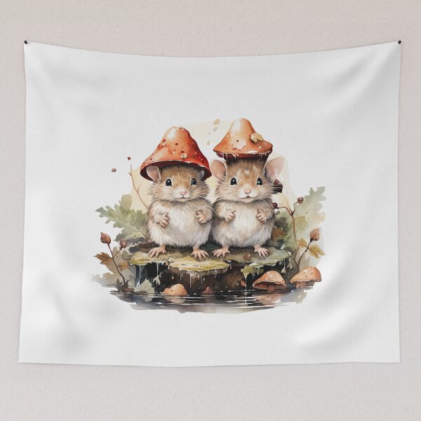 Item preview, Adorable Watercolor Mice Whimsical Woodland Mushroom Forest Tiny Mouse designed and sold by InkwaveDesigns.