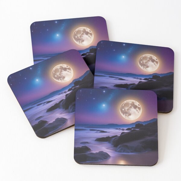 Item preview, Moonlight with blue sky in front of the sea designed and sold by bleucharmingirl.