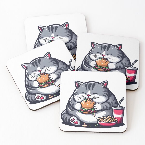 Item preview, Fat cat eating junk food designed and sold by ArisaHong.