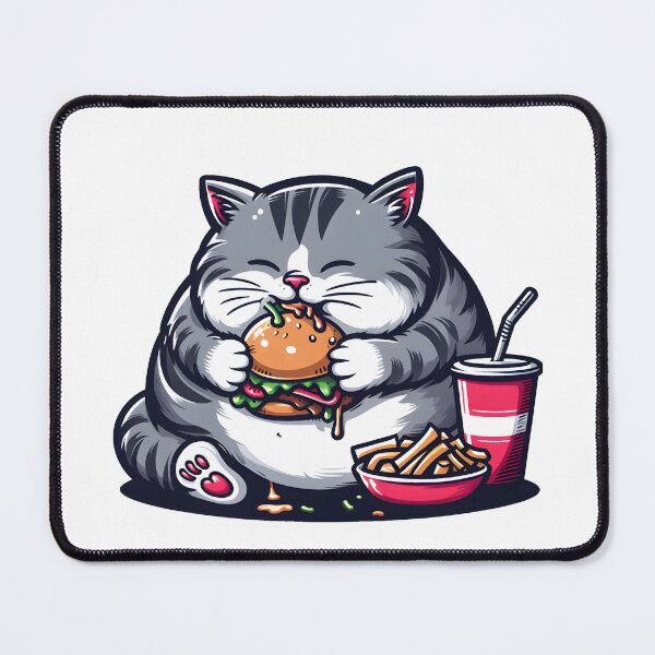 Item preview, Fat cat eating junk food designed and sold by ArisaHong.