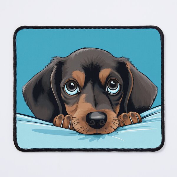 Item preview, Cute Peeking Dachshund Dog Mouse pad,Happy and Playful Peeking Cartoon Character  designed and sold by Prints-4All.