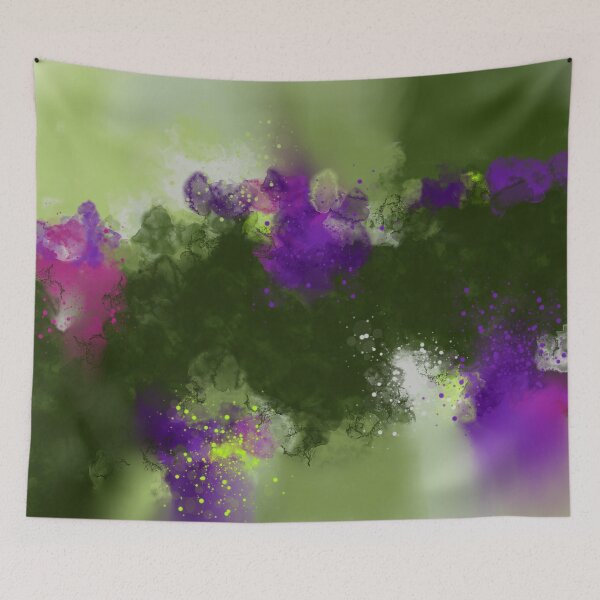 Item preview, Ulterior Motives - Green Purple Abstract Art designed and sold by Joey Santiago.