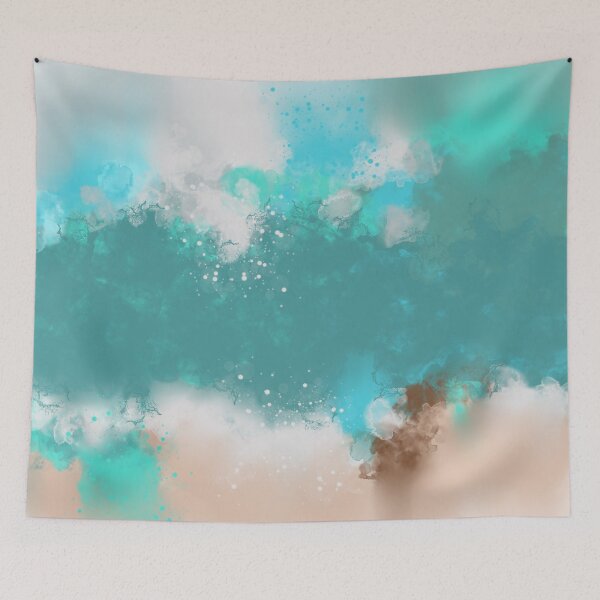 Item preview, Beach Days Are Back - Teal Sandy Coral Abstract Art designed and sold by Joey Santiago.