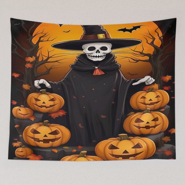 Item preview, Scary skull ghost with pumpkins. designed and sold by DaliaSabryTee.