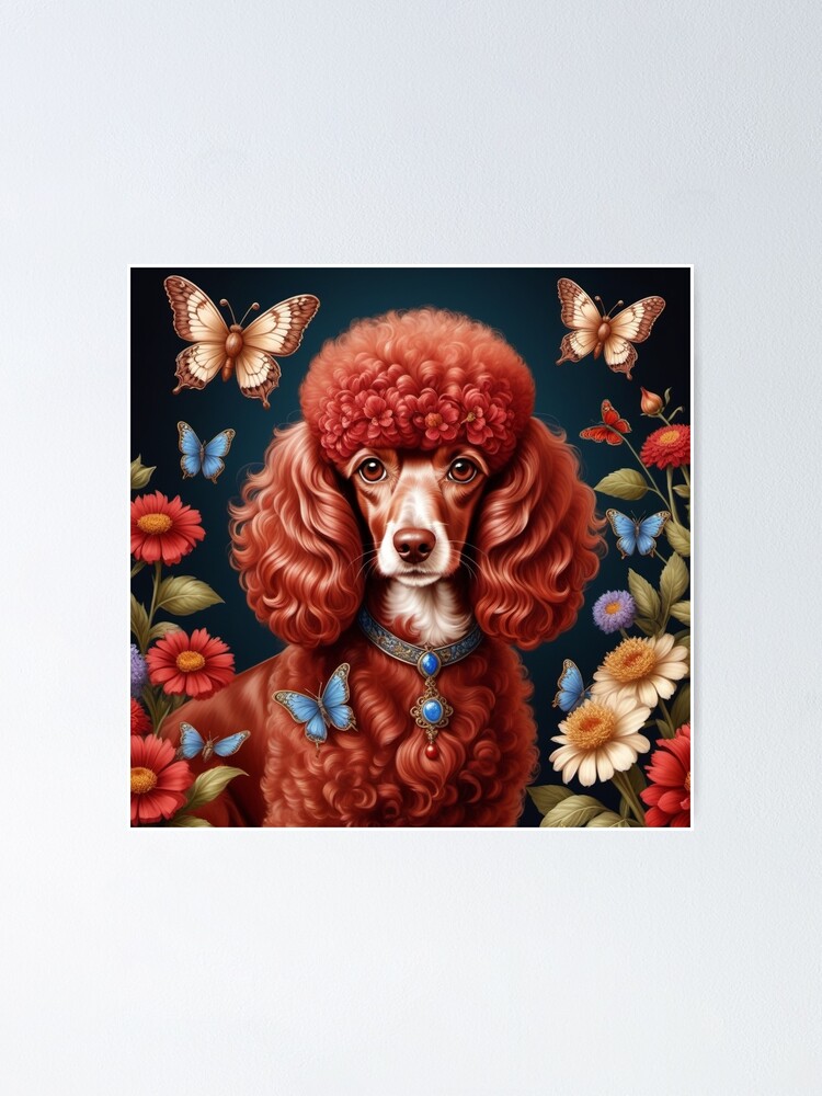 French poodle red colour Poster for Sale by Wilfried van Dokkumburg Redbubble