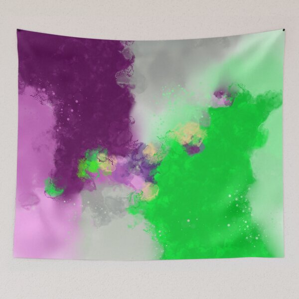 Item preview, Good Intentions - Violet Green Gray Abstract Art designed and sold by Joey Santiago.