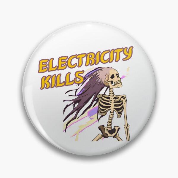 Item preview, Electricity Kills Skeleton Rocker, Lightning Bolt Skeleton designed and sold by IsntThatNiche.