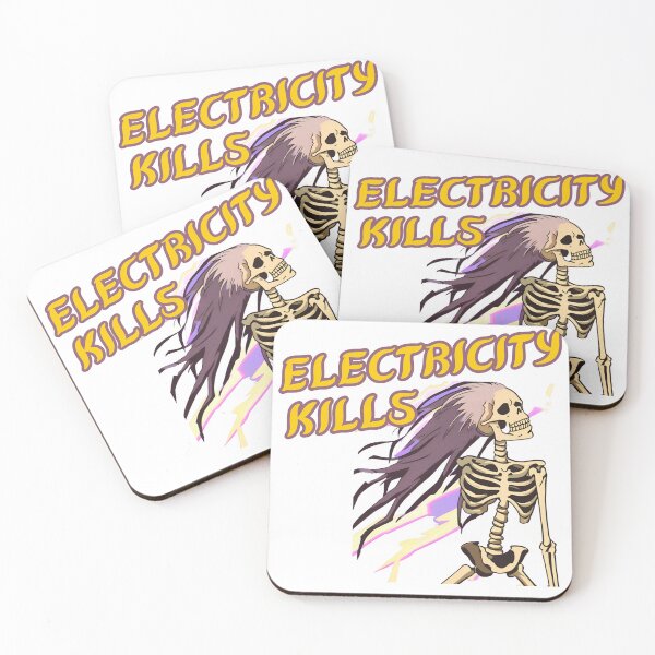 Item preview, Electricity Kills Skeleton Rocker, Lightning Bolt Skeleton designed and sold by IsntThatNiche.