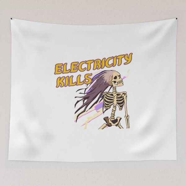 Item preview, Electricity Kills Skeleton Rocker, Lightning Bolt Skeleton designed and sold by IsntThatNiche.