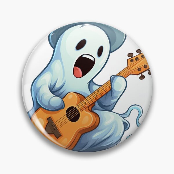Item preview, Rock On Happy Halloween Ghost Singing and Playing Guitar designed and sold by TheCreativeStag.