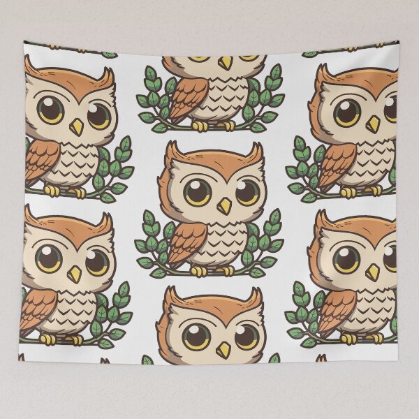 Item preview, Kawaii Cute Baby Owl Digital Motif designed and sold by zolarche.