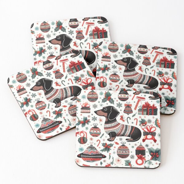 Item preview, Teckel Christmas Pattern - Dachshund design for your Christmas deco, homeware, clothes designed and sold by Fanaticos.